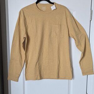J.Crew Men's slub cotton long-sleeve T-shirt, Medium, color: mustard yellow
